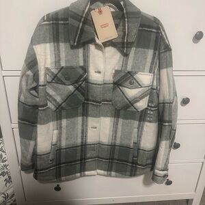 Levi's Green and White Plaid Jacket